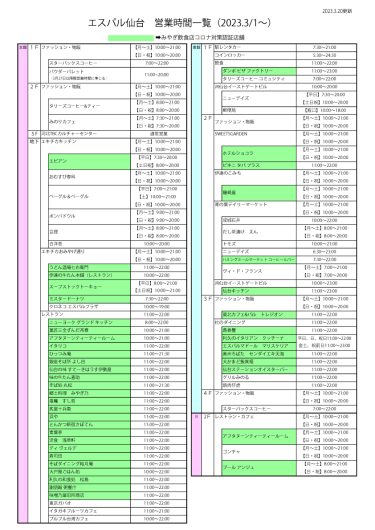 【重要】3/1（水）～当面の間　営業時間に関するお知らせ