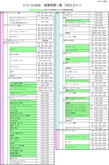 【重要】3/1（水）～当面の間　営業時間に関するお知らせ